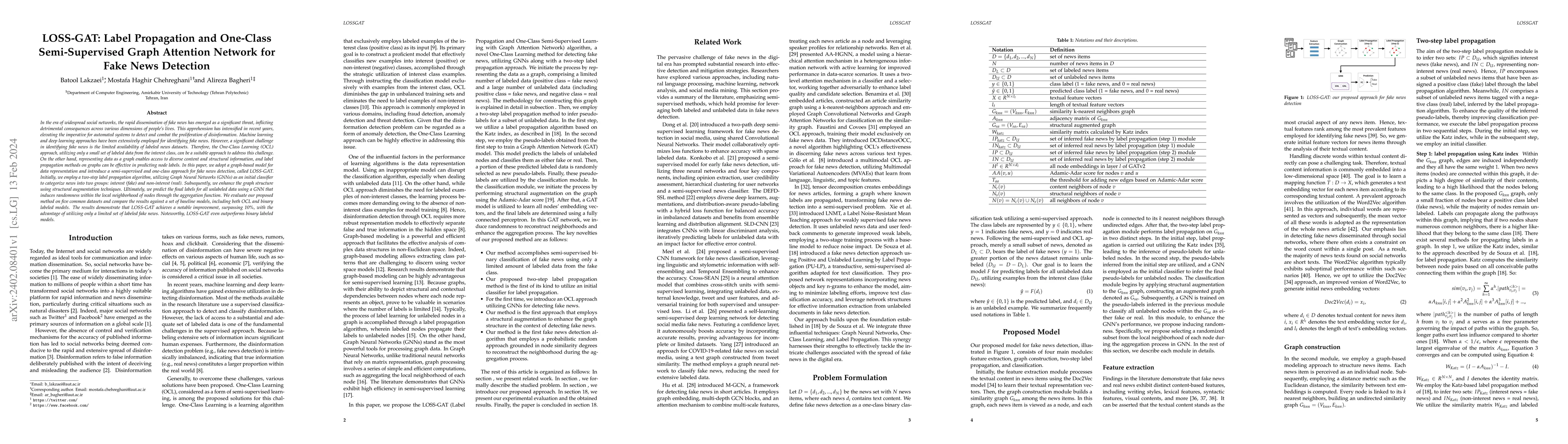 Thumbnail for LOSS-GAT: Label Propagation and One-Class Semi-Supervised Graph
  Attention Network for Fake News Detection