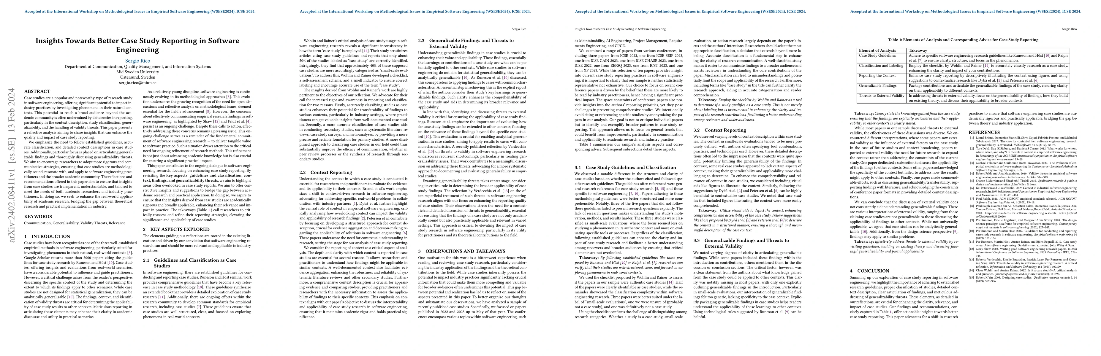 Thumbnail for Insights Towards Better Case Study Reporting in Software Engineering