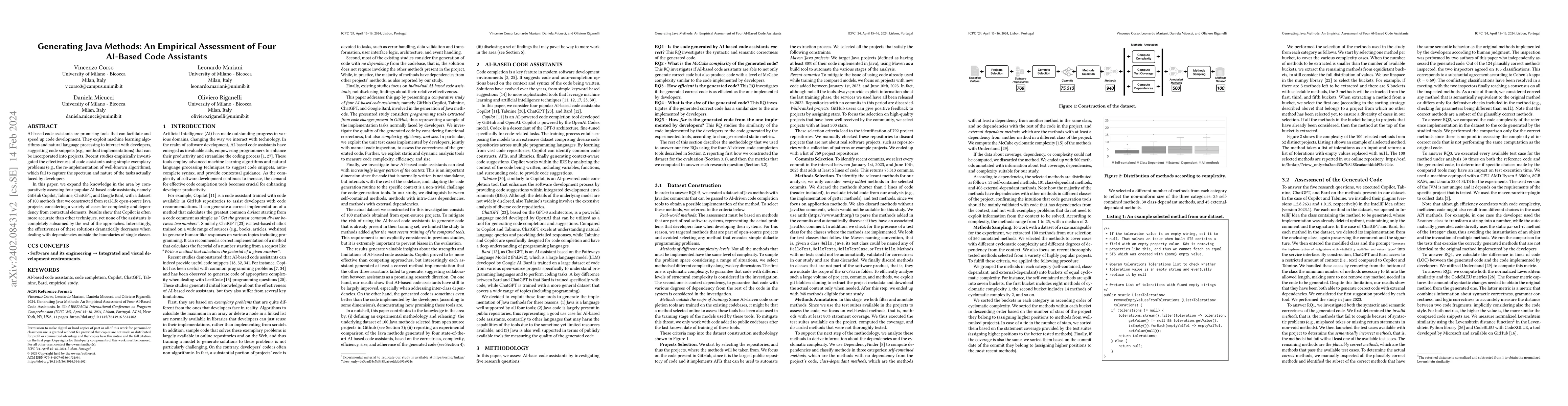 Thumbnail for Generating Java Methods: An Empirical Assessment of Four AI-Based Code
  Assistants
