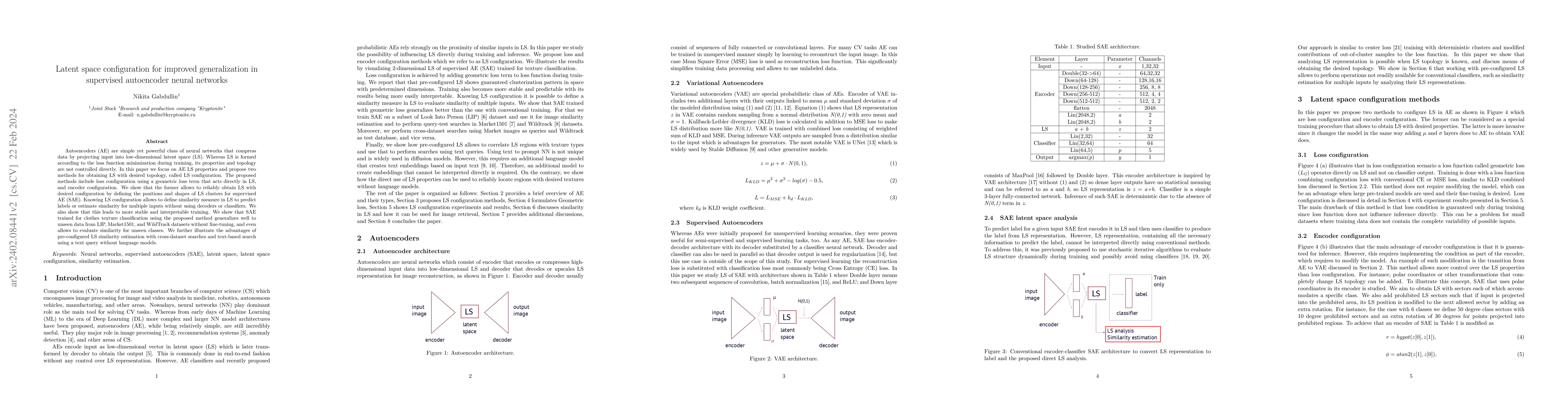 Thumbnail for Latent space configuration for improved generalization in supervised
  autoencoder neural networks