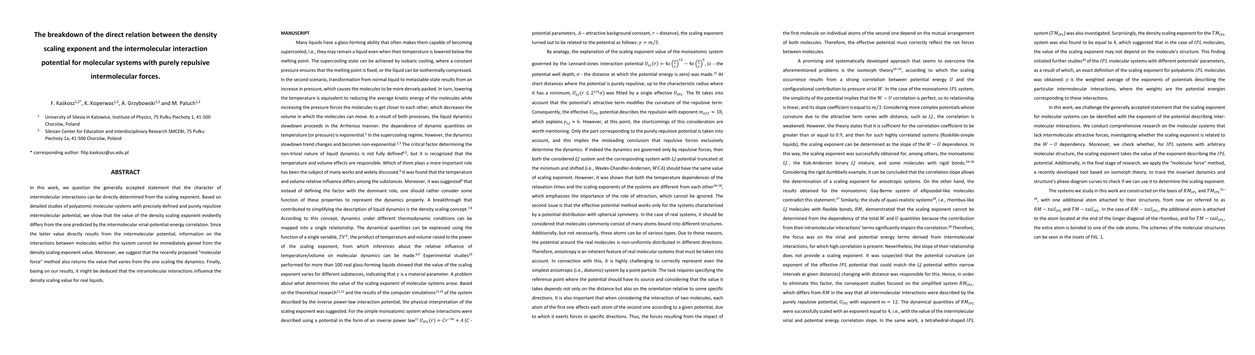 Thumbnail for The breakdown of the direct relation between the density scaling
  exponent and the intermolecular interaction potential for molecular systems
  with purely repulsive intermolecular forces