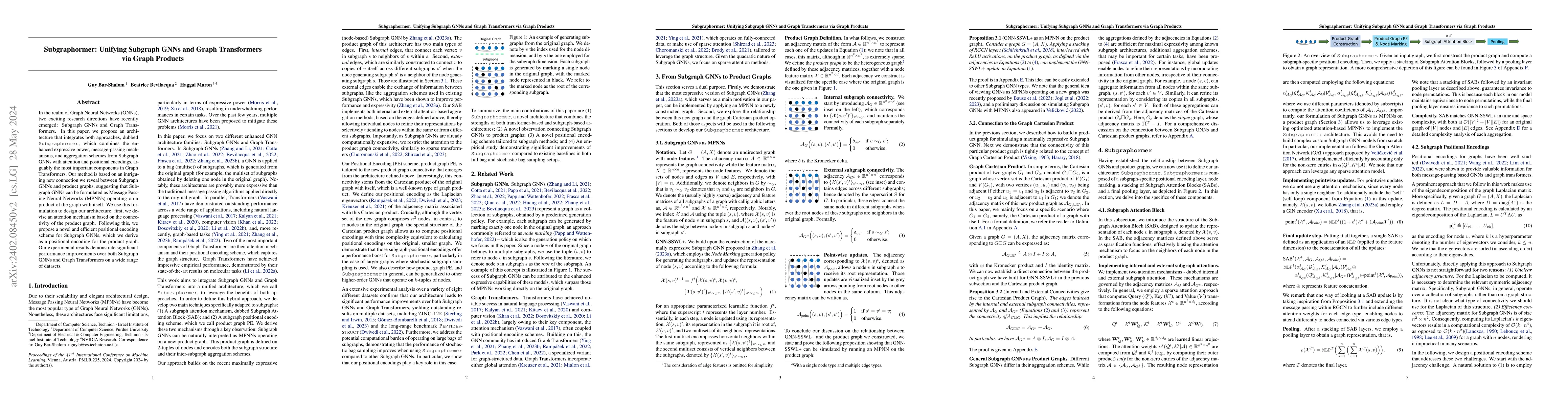 Thumbnail for Subgraphormer: Unifying Subgraph GNNs and Graph Transformers via Graph
  Products