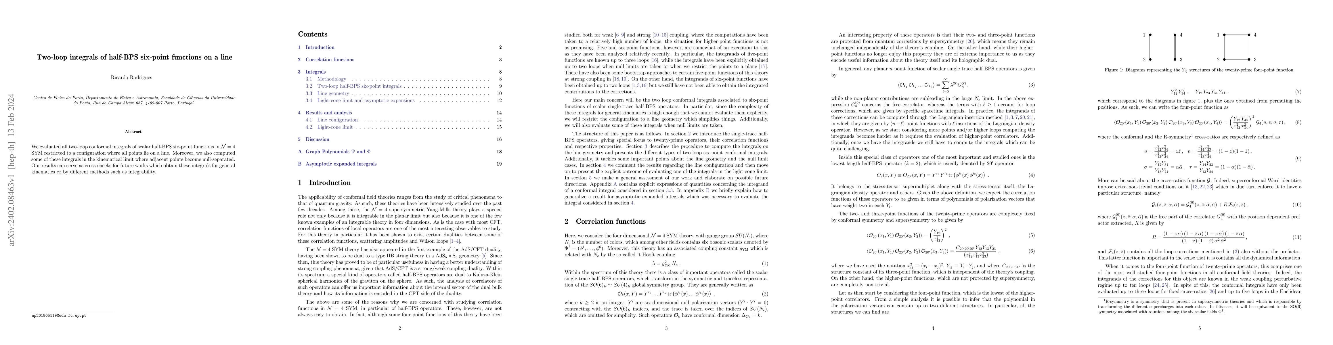 Thumbnail for Two-loop integrals of half-BPS six-point functions on a line
