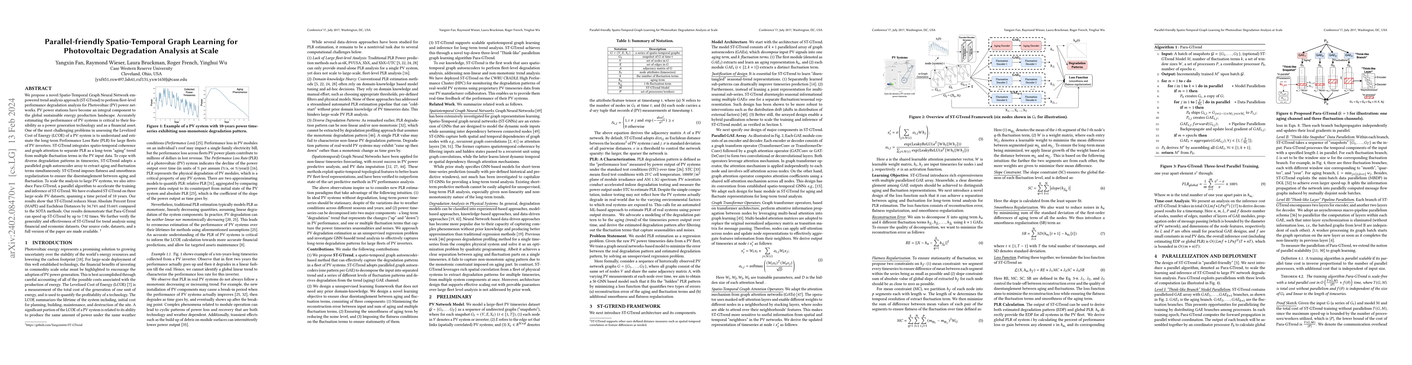 Thumbnail for Parallel-friendly Spatio-Temporal Graph Learning for Photovoltaic
  Degradation Analysis at Scale