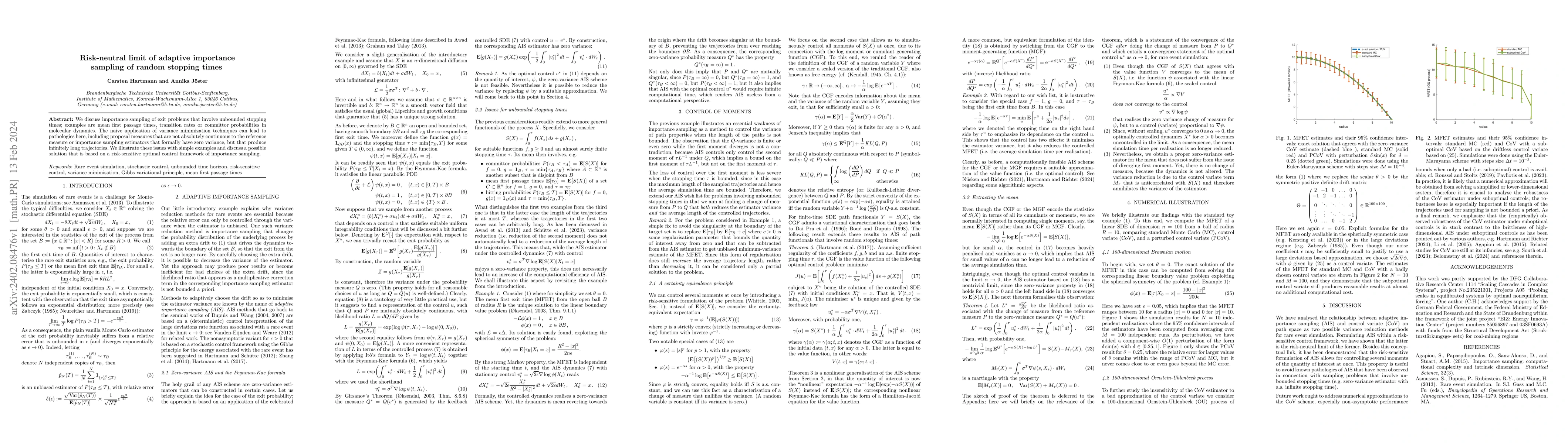 Thumbnail for Risk-neutral limit of adaptive importance sampling of random stopping
  times