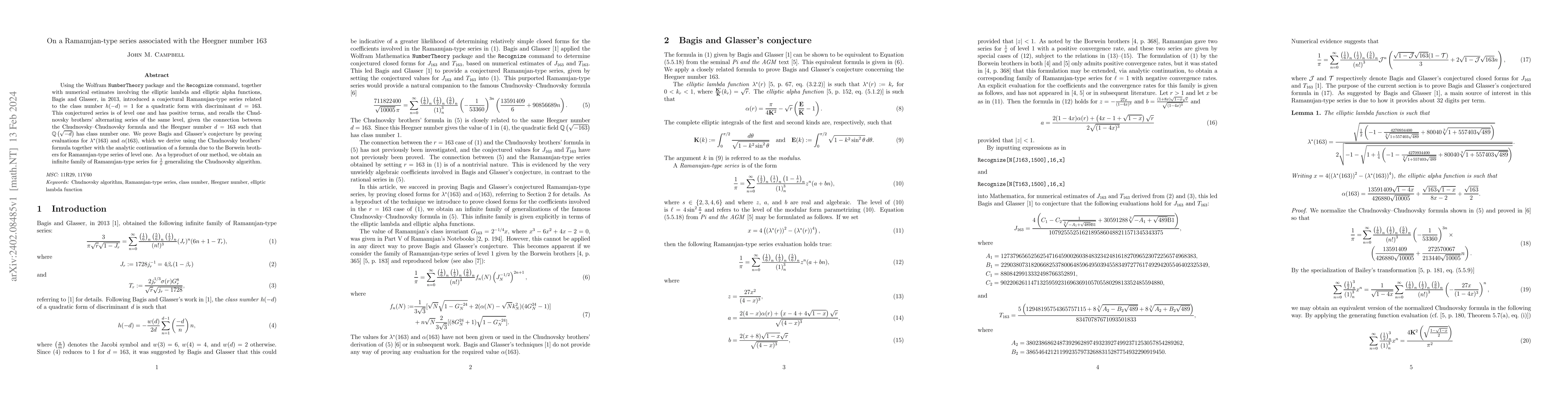 Thumbnail for On a Ramanujan-type series associated with the Heegner number 163