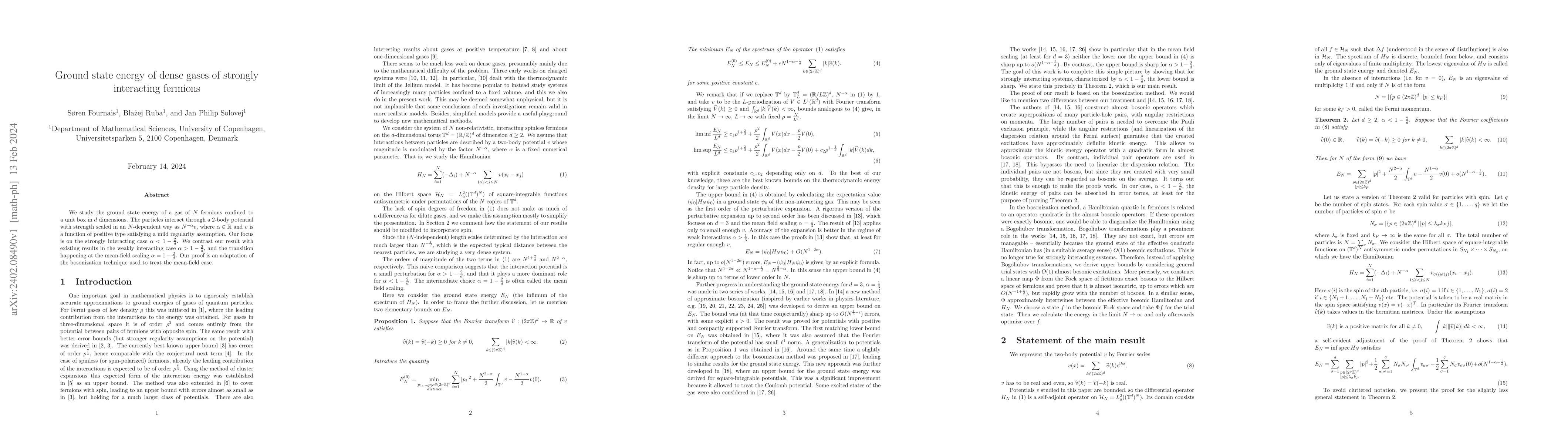Thumbnail for Ground state energy of dense gases of strongly interacting fermions