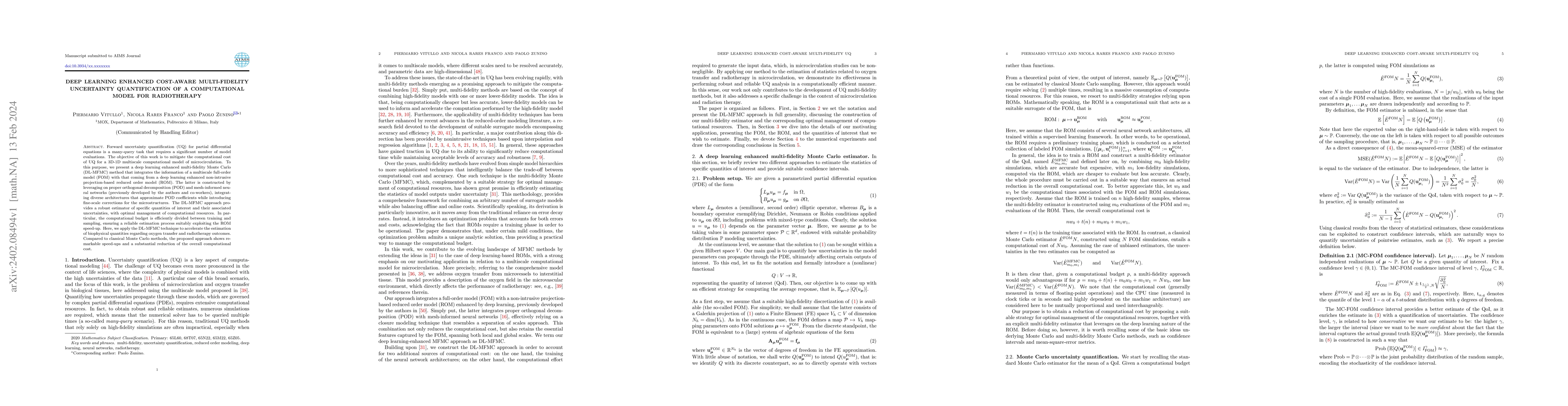 Thumbnail for Deep learning enhanced cost-aware multi-fidelity uncertainty
  quantification of a computational model for radiotherapy
