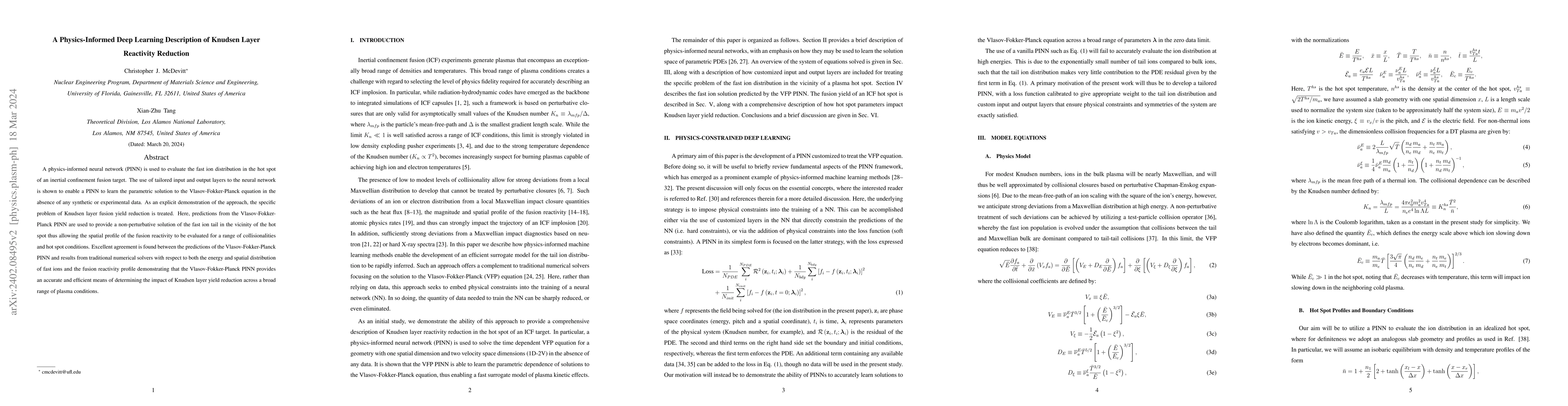 Thumbnail for A Physics-Informed Deep Learning Description of Knudsen Layer Reactivity
  Reduction