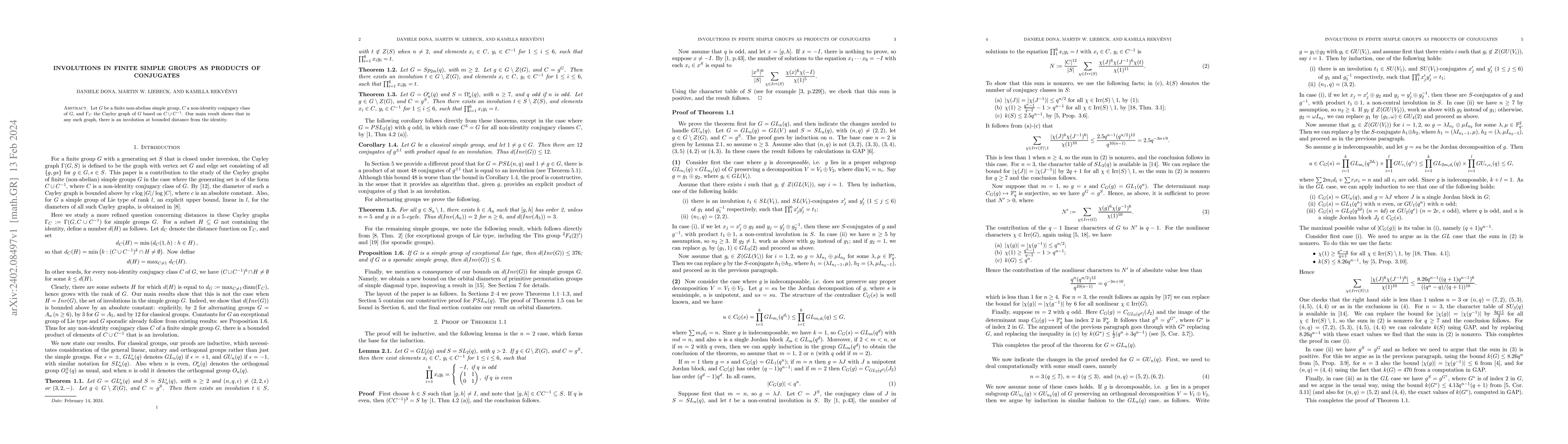 Thumbnail for Involutions in finite simple groups as products of conjugates