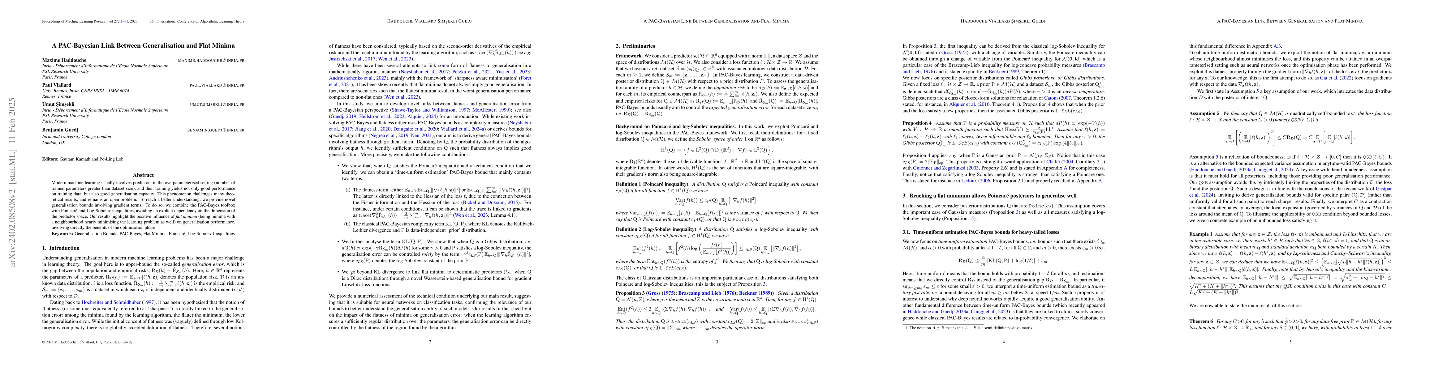 Thumbnail for A PAC-Bayesian Link Between Generalisation and Flat Minima