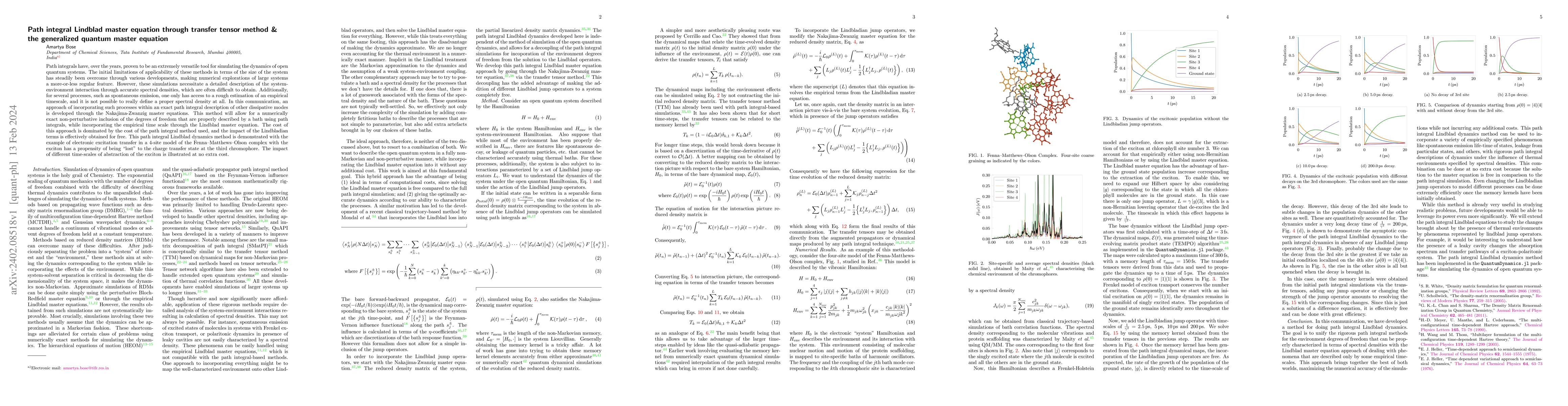Thumbnail for Path integral Lindblad master equation through transfer tensor method &
  the generalized quantum master equation