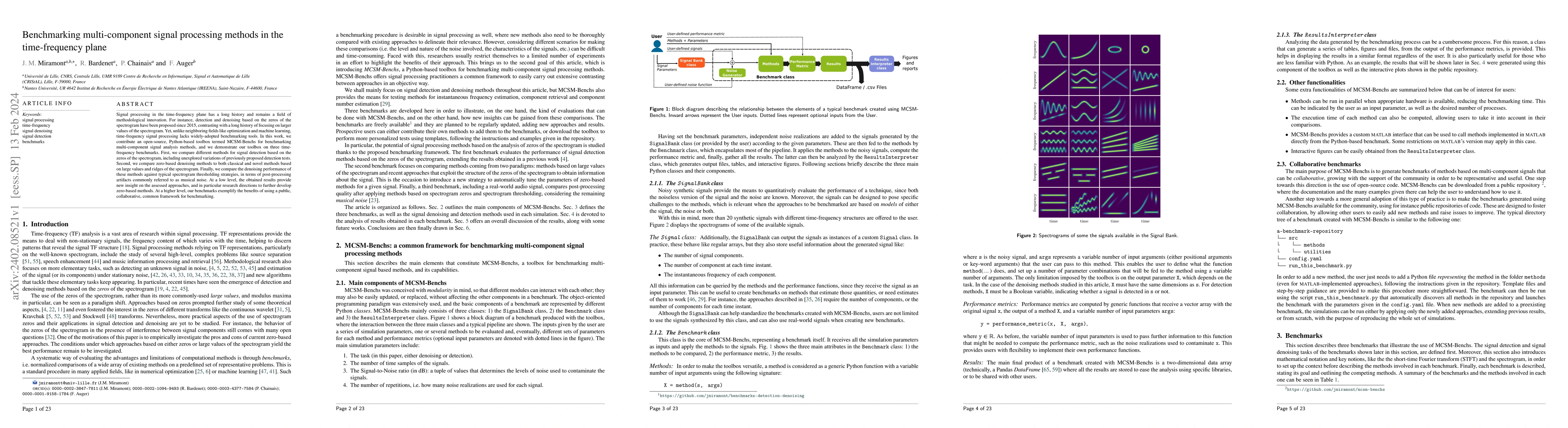 Thumbnail for Benchmarking multi-component signal processing methods in the
  time-frequency plane