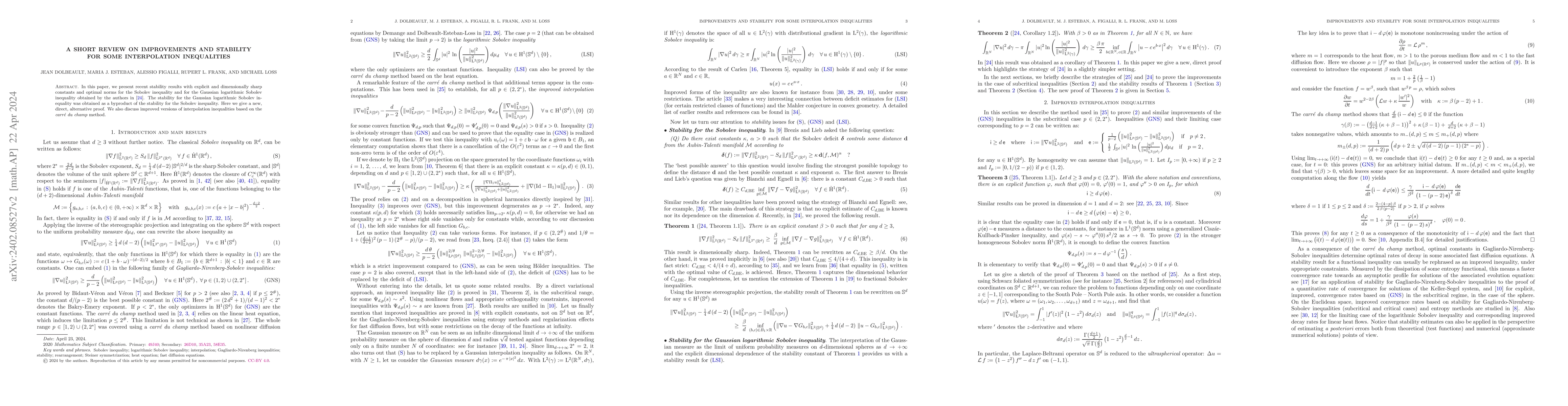 Thumbnail for A short review on Improvements and stability for some interpolation
  inequalities