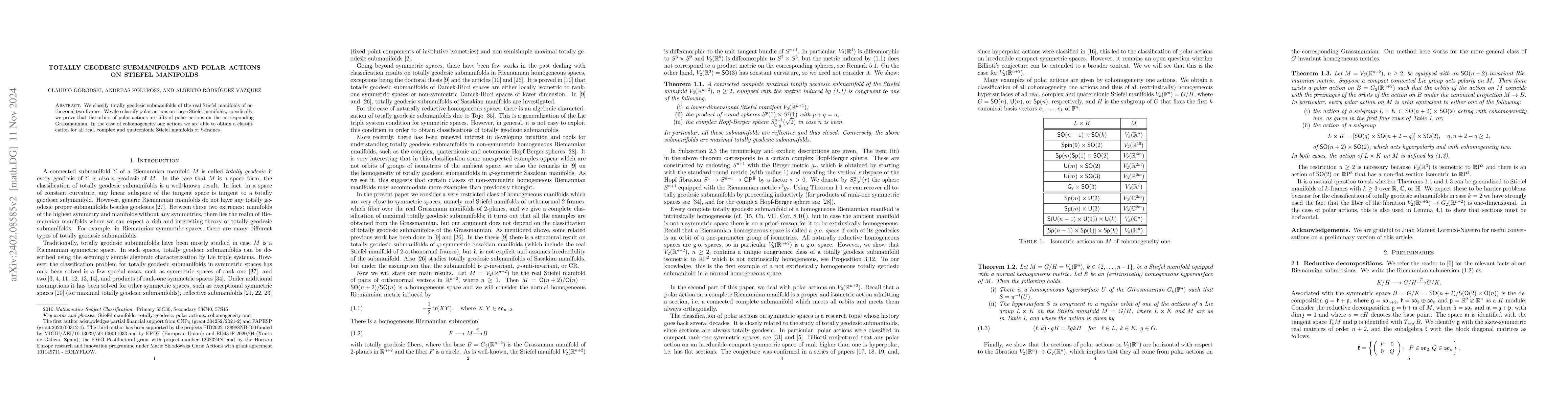 Thumbnail for Totally geodesic submanifolds and polar actions on Stiefel manifolds