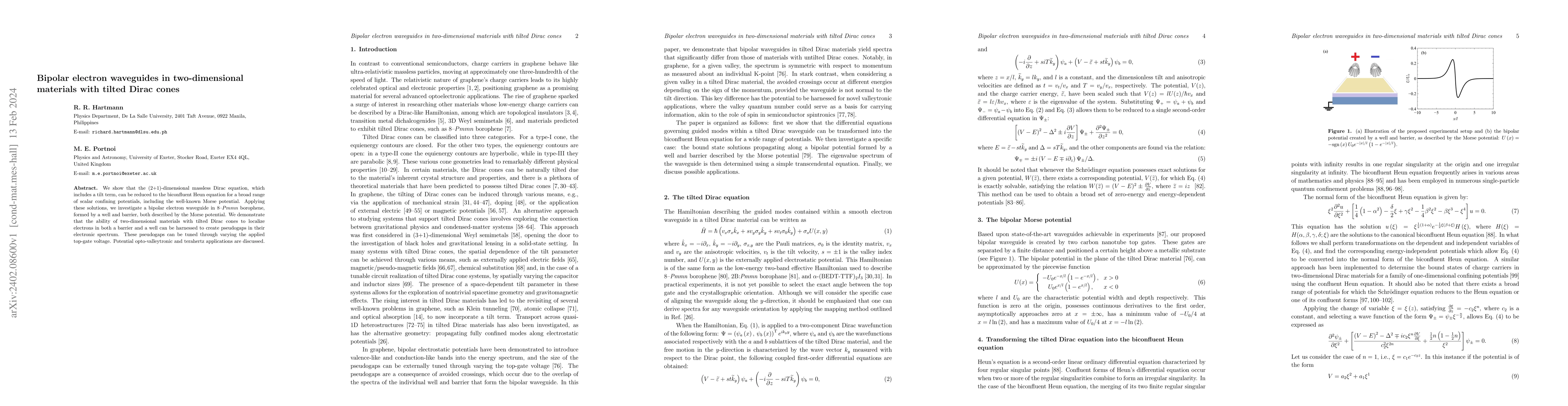 Thumbnail for Bipolar electron waveguides in two-dimensional materials with tilted
  Dirac cones