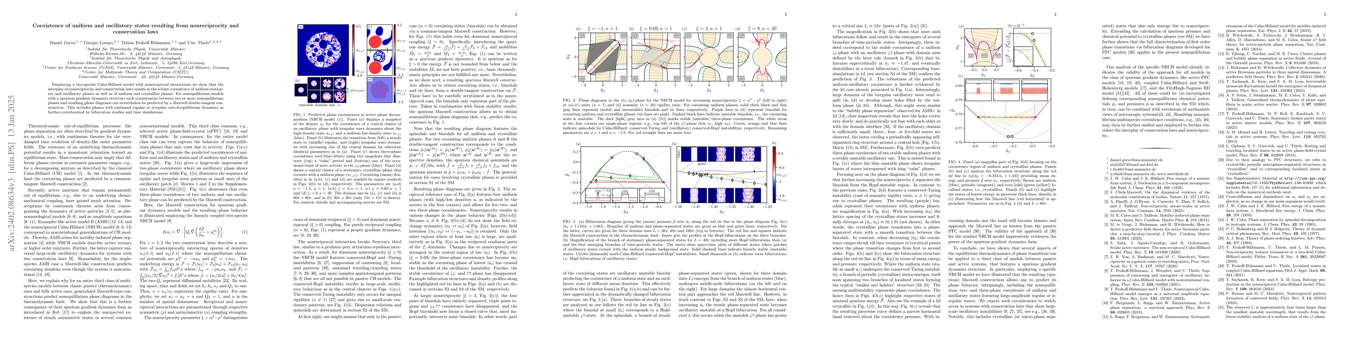 Thumbnail for Coexistence of uniform and oscillatory states resulting from
  nonreciprocity and conservation laws