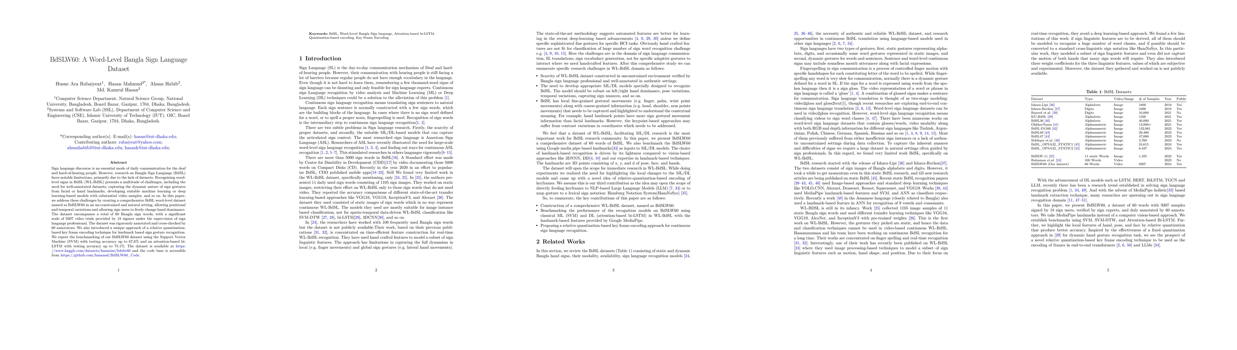 Thumbnail for BdSLW60: A Word-Level Bangla Sign Language Dataset