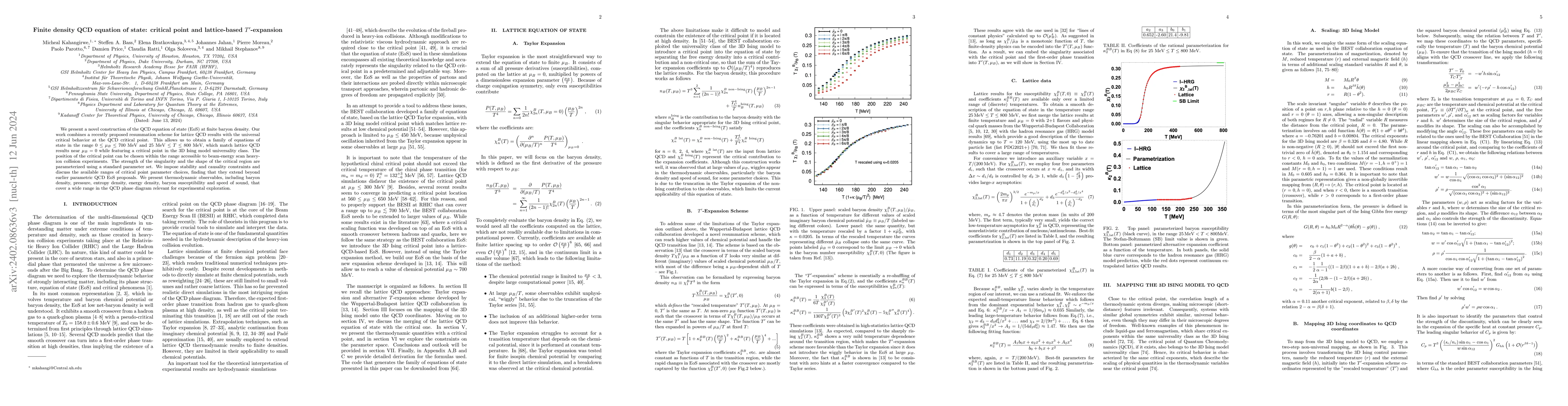 Thumbnail for Finite density QCD equation of state: critical point and lattice-based
  $T'$-expansion