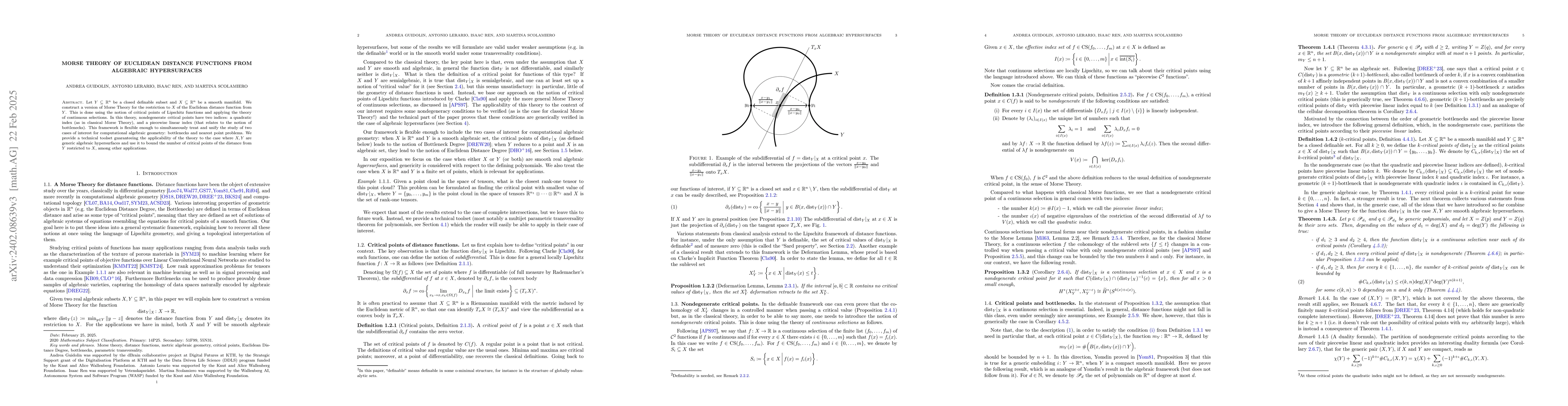 Thumbnail for Morse theory of Euclidean distance functions and applications to real
  algebraic geometry