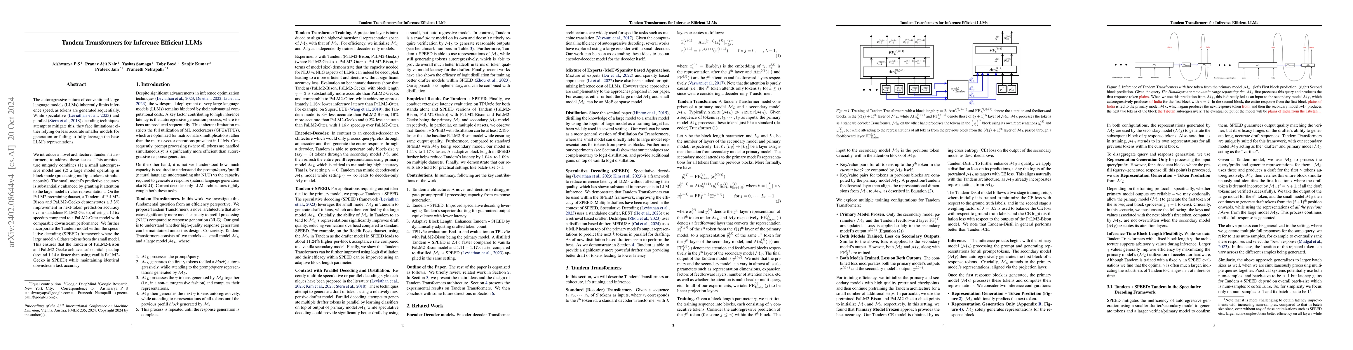 Thumbnail for Tandem Transformers for Inference Efficient LLMs