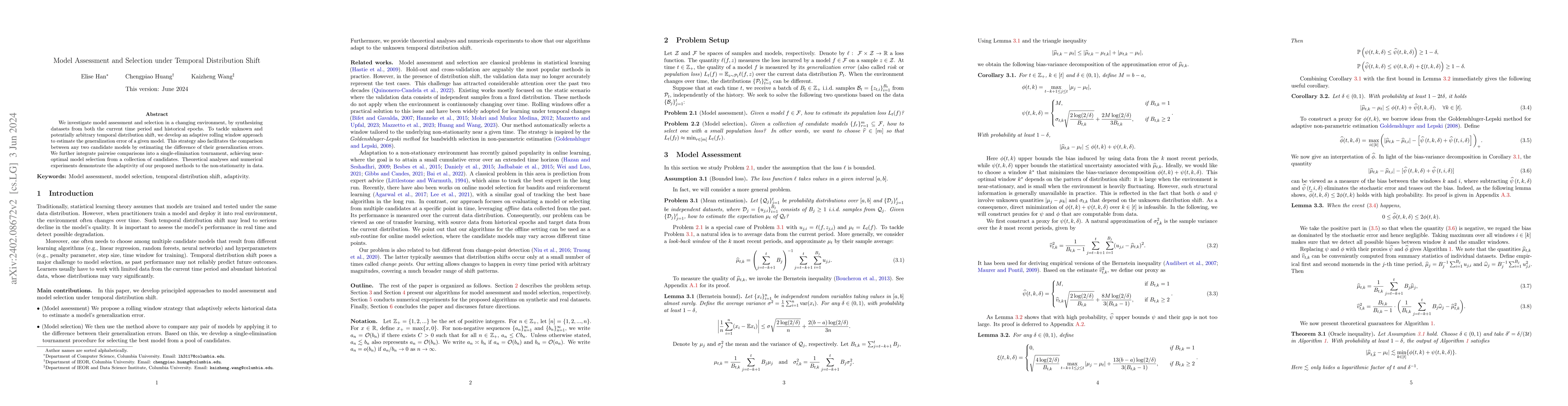 Thumbnail for Model Assessment and Selection under Temporal Distribution Shift