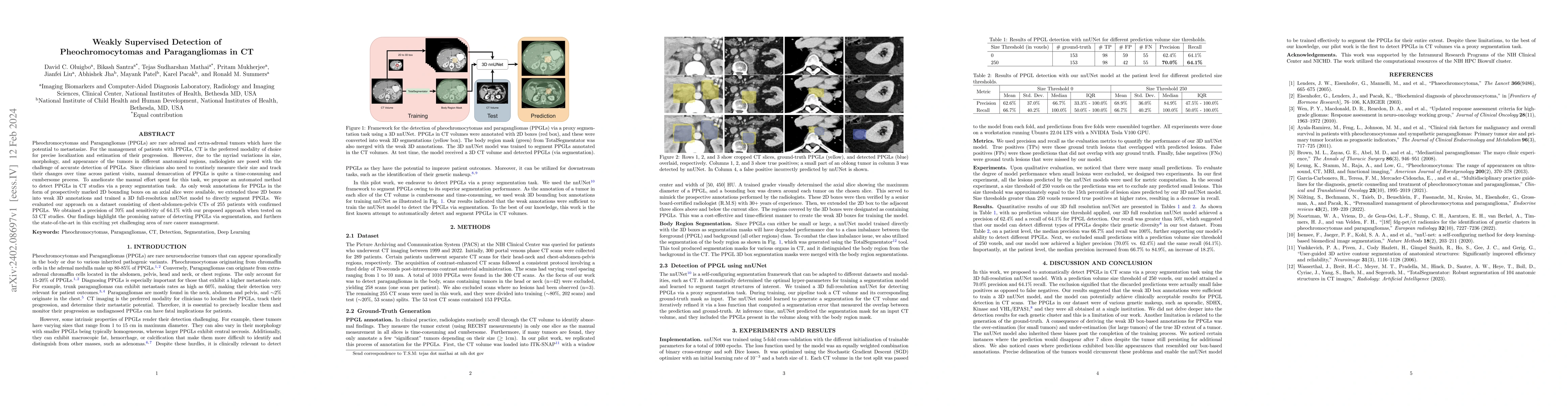 Thumbnail for Weakly Supervised Detection of Pheochromocytomas and Paragangliomas in
  CT