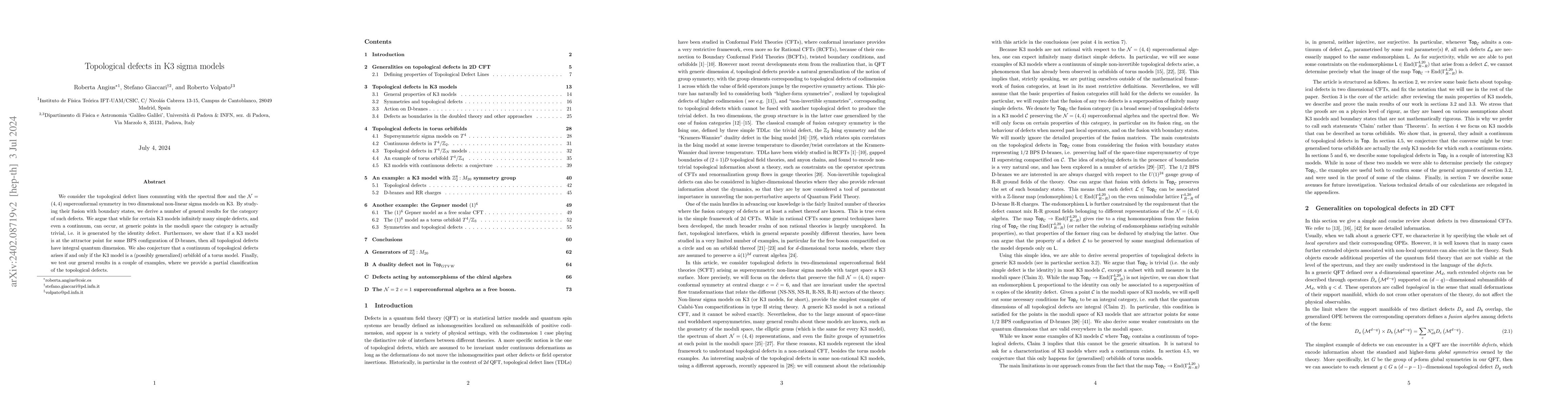 Thumbnail for Topological defects in K3 sigma models