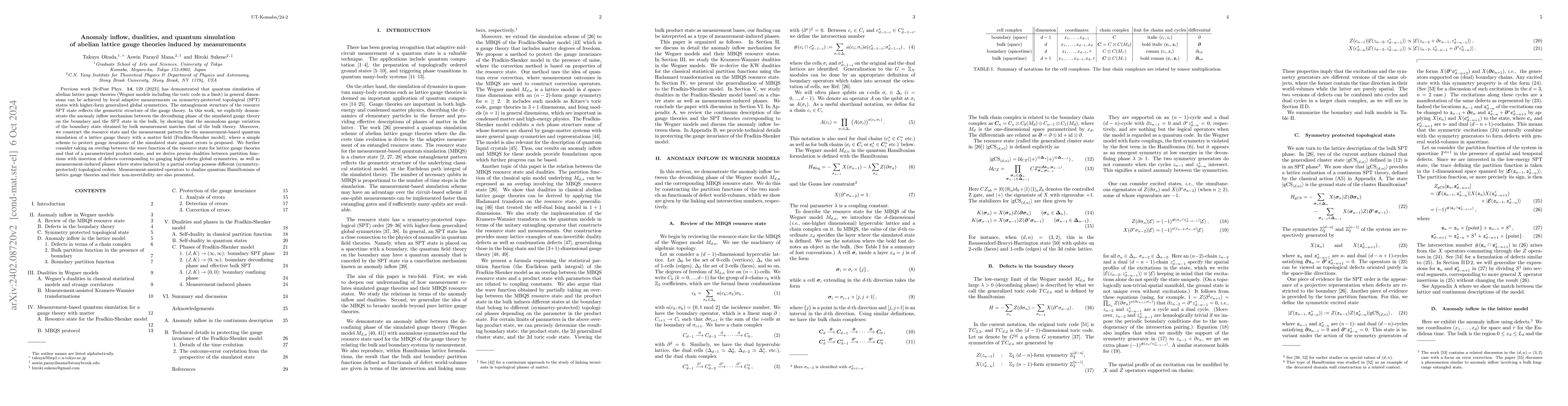 Thumbnail for Anomaly inflow, dualities, and quantum simulation of abelian lattice
  gauge theories induced by measurements