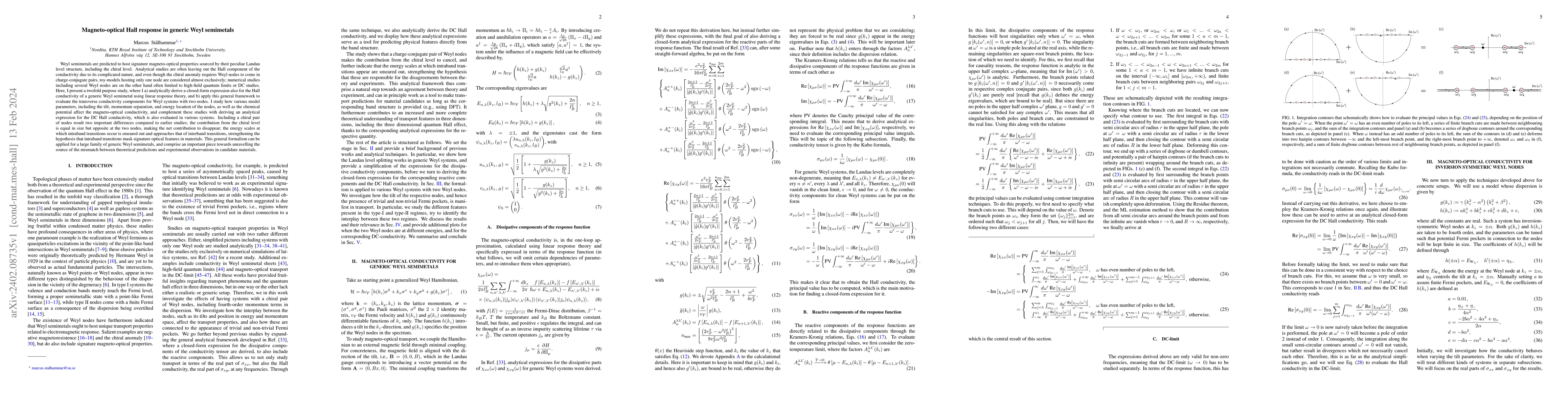 Thumbnail for Magneto-optical Hall response in generic Weyl semimetals