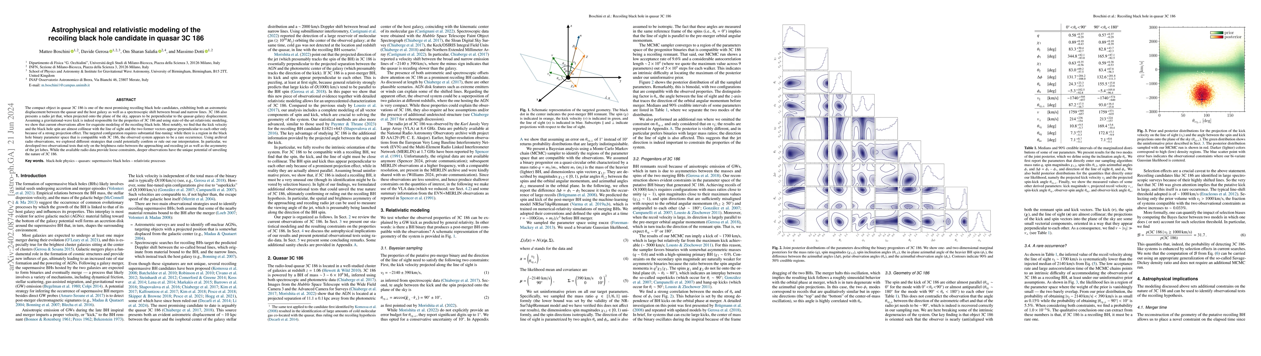 Thumbnail for Astrophysical and relativistic modeling of the recoiling black-hole
  candidate in quasar 3C 186