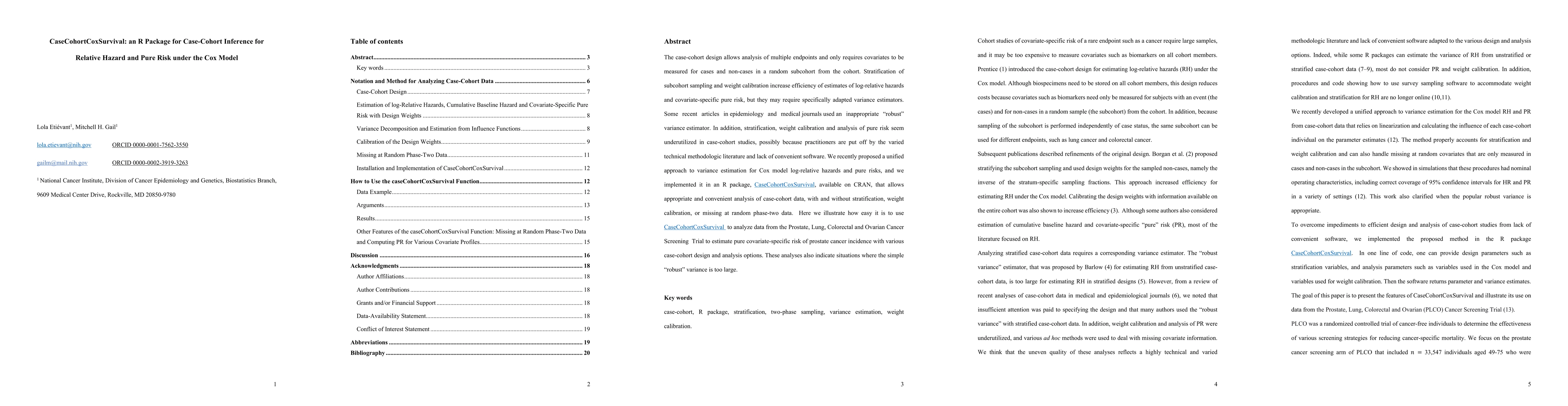 Thumbnail for CaseCohortCoxSurvival: an R Package for Case-Cohort Inference for
  Relative Hazard and Pure Risk under the Cox Model