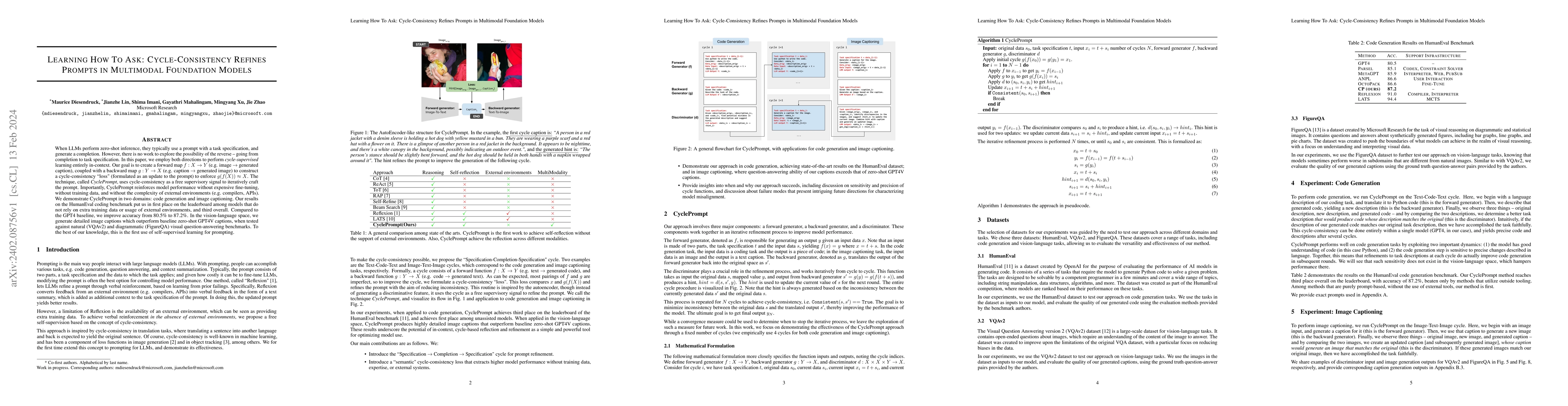 Thumbnail for Learning How To Ask: Cycle-Consistency Refines Prompts in Multimodal
  Foundation Models