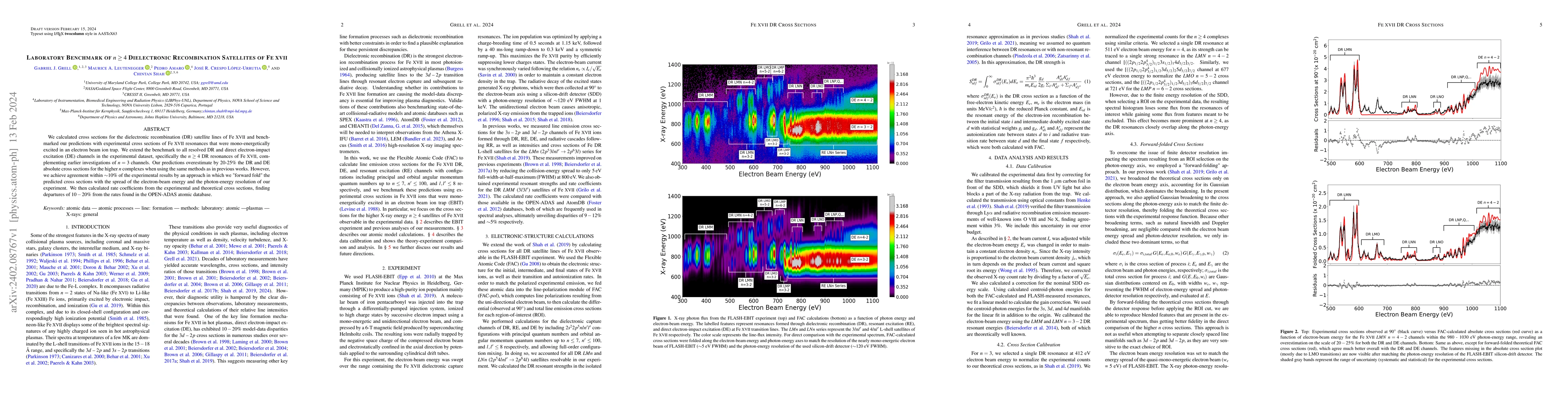 Thumbnail for Laboratory Benchmark of $n\geq4$ Dielectronic Recombination Satellites
  of Fe XVII