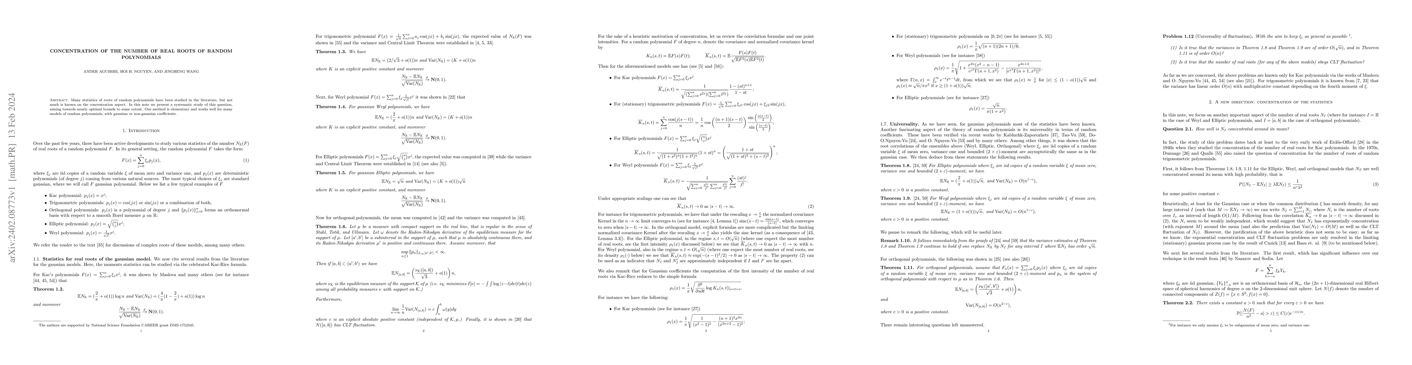 Thumbnail for Concentration of the number of real roots of random polynomials
