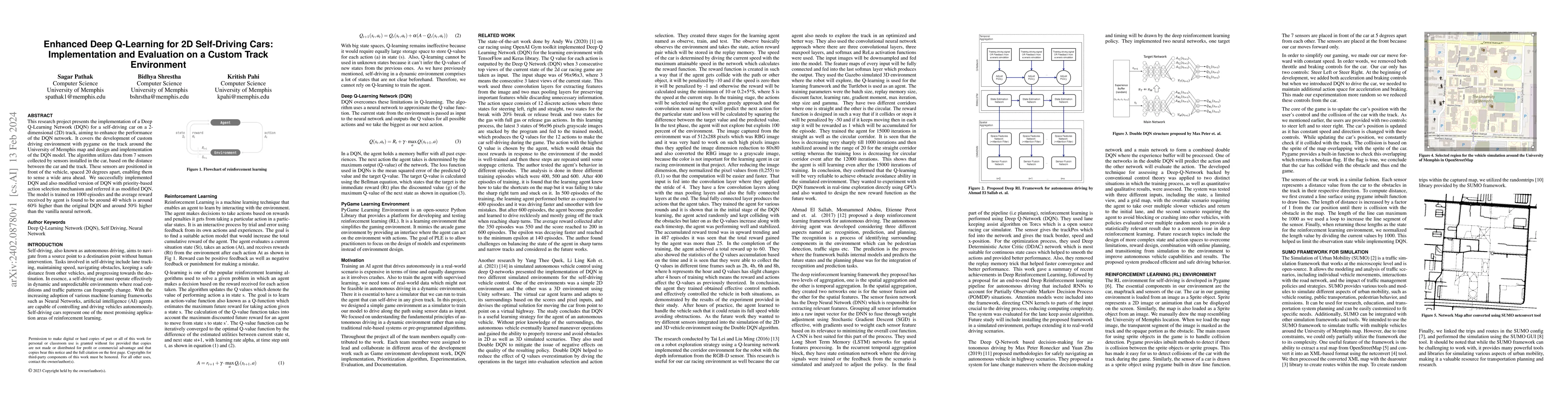 Thumbnail for Enhanced Deep Q-Learning for 2D Self-Driving Cars: Implementation and
  Evaluation on a Custom Track Environment
