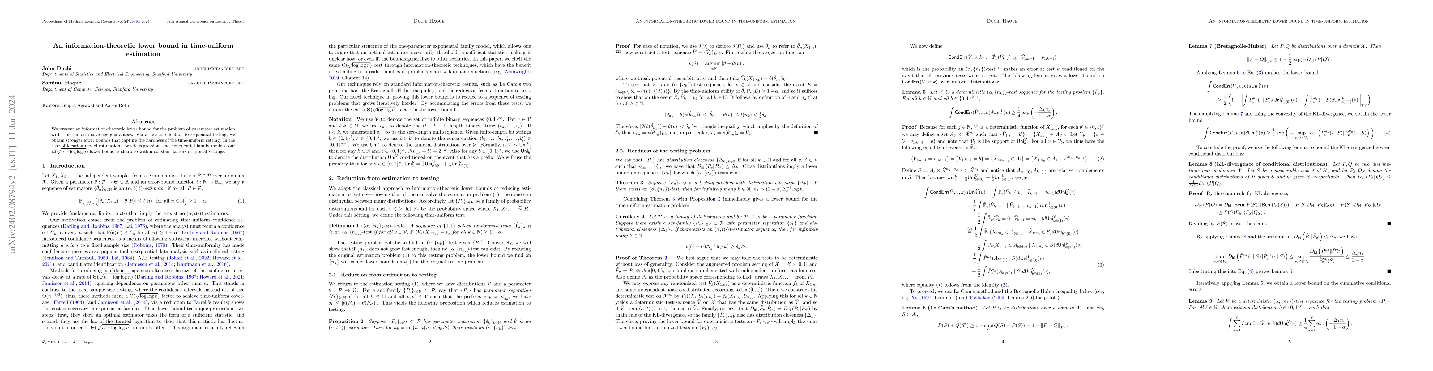 Thumbnail for An information-theoretic lower bound in time-uniform estimation