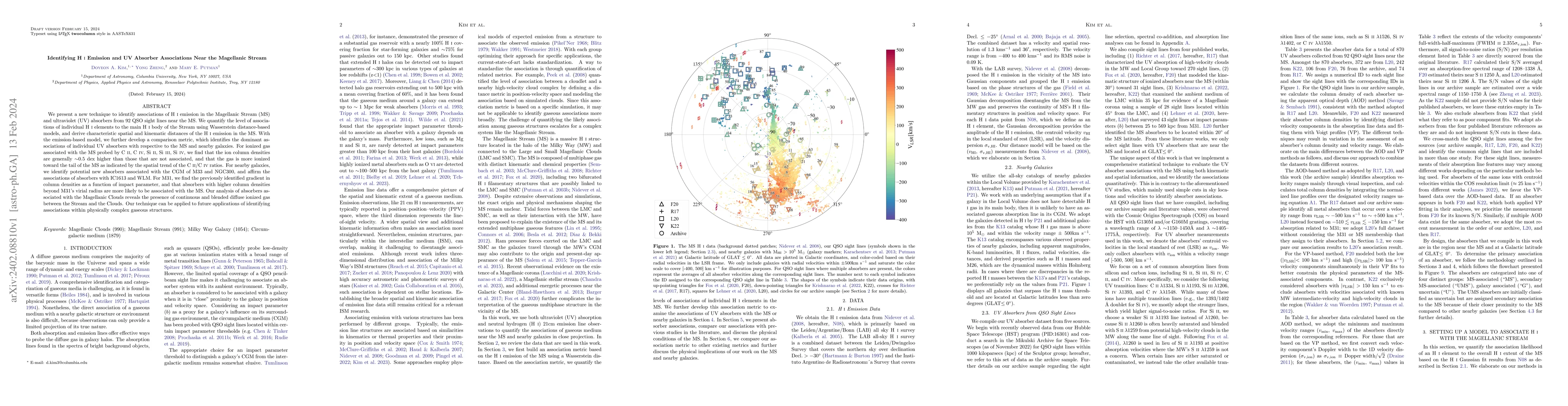 Thumbnail for Identifying HI Emission and UV Absorber Associations Near the Magellanic
  Stream