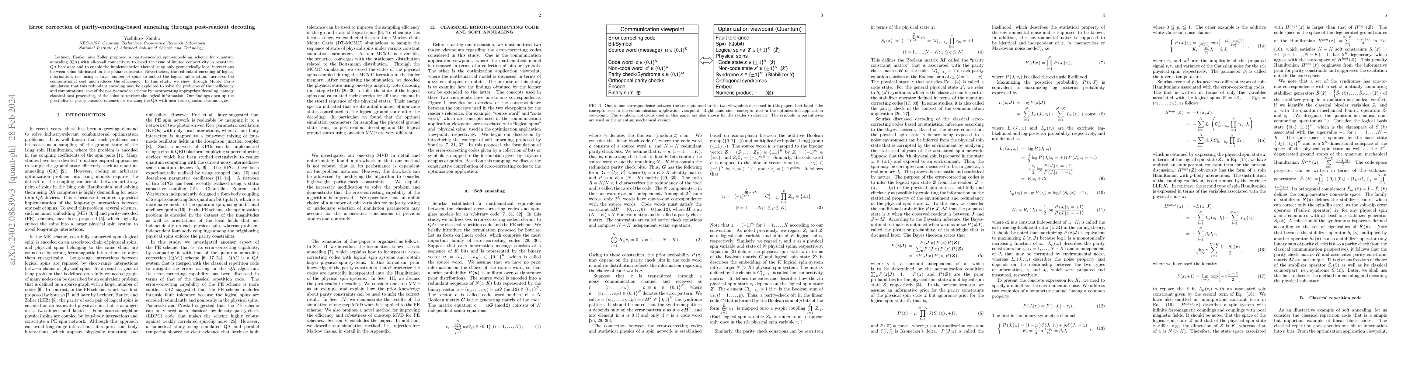 Thumbnail for Error correction of parity-encoding-based annealing through post-readout
  decoding
