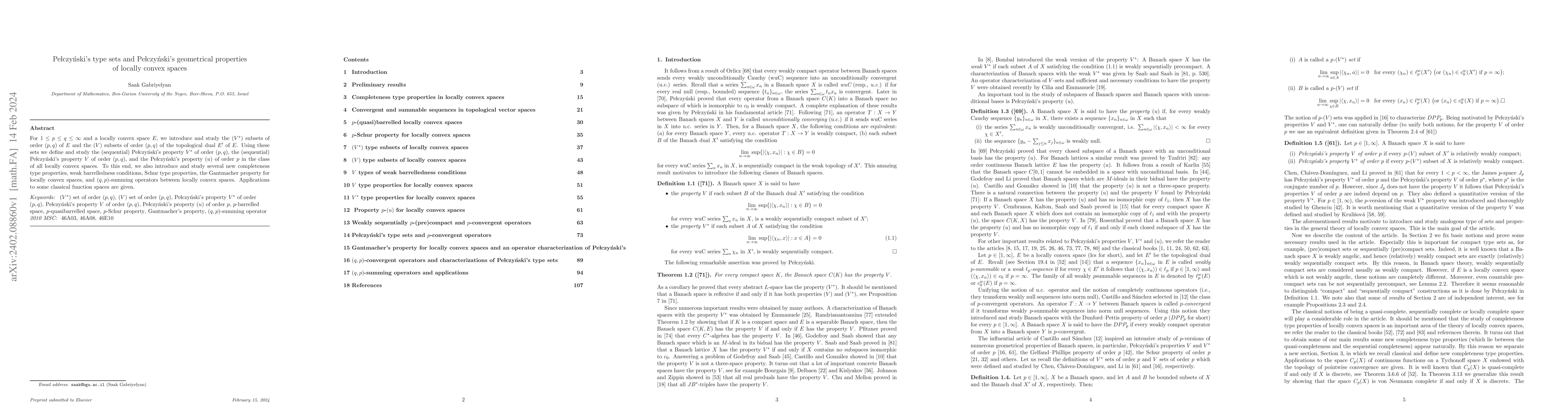 Thumbnail for Pe{\l}czy\'{n}ski's type sets and Pe{\l}czy\'{n}ski's geometrical
  properties of locally convex spaces