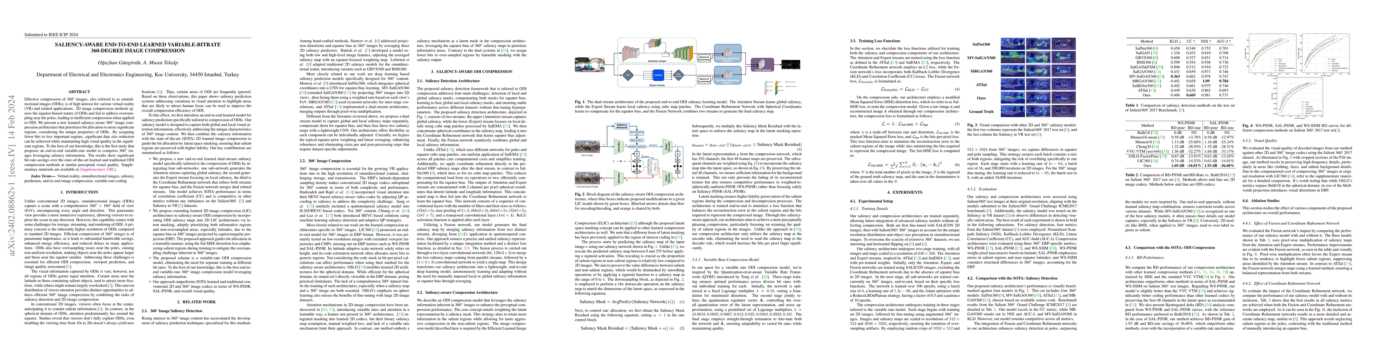 Thumbnail for Saliency-aware End-to-end Learned Variable-Bitrate 360-degree Image
  Compression