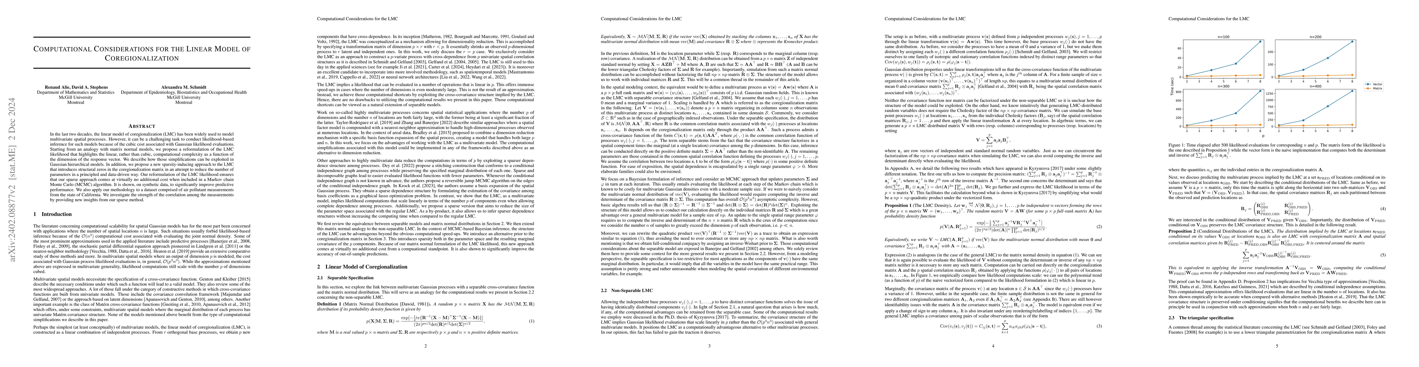 Thumbnail for Computational Considerations for the Linear Model of Coregionalization