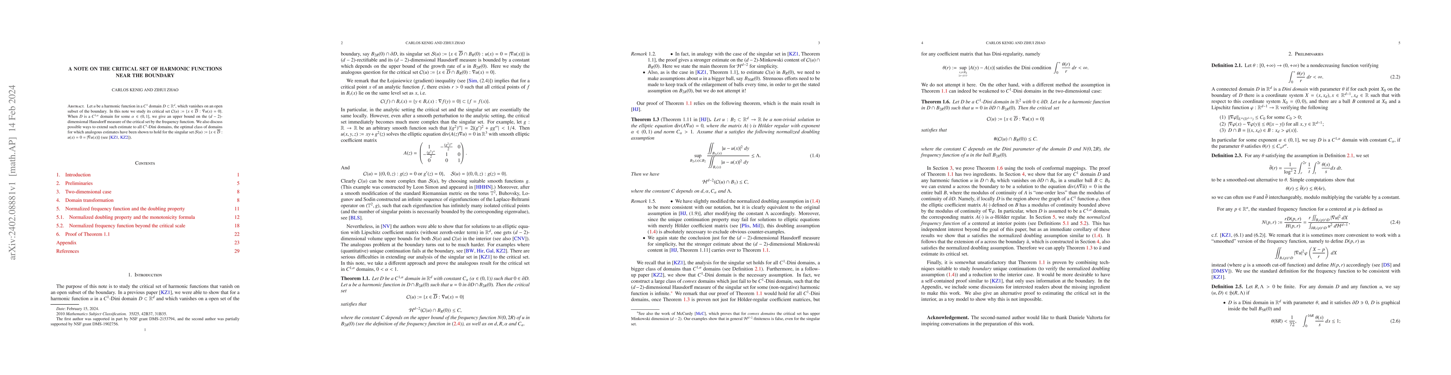 Thumbnail for A note on the critical set of harmonic functions near the boundary