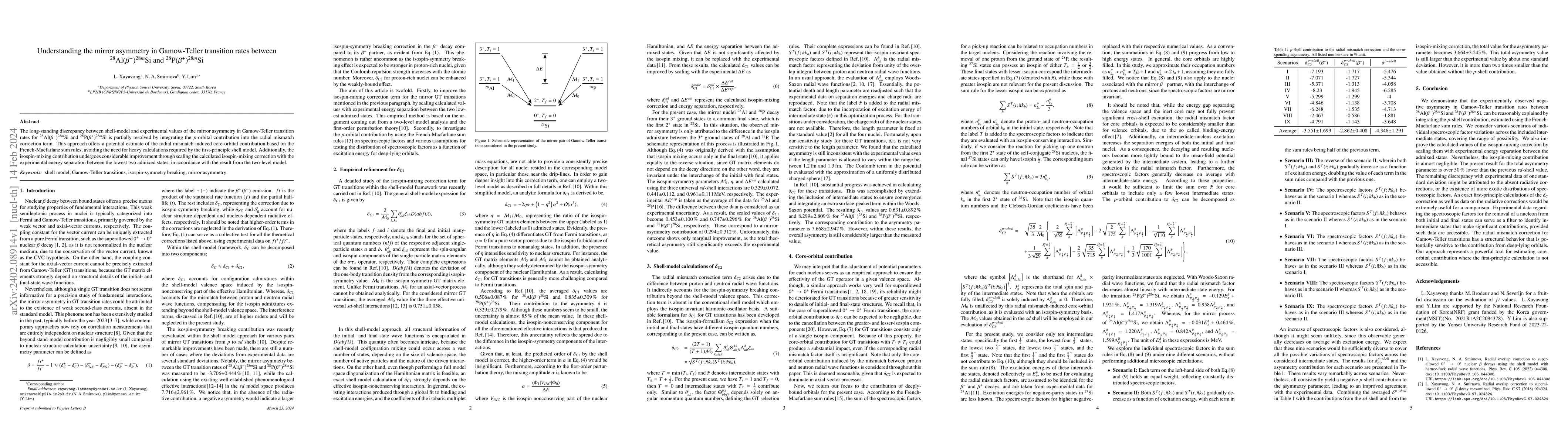 Thumbnail for Understanding the mirror asymmetry in Gamow-Teller transition rates
  between $^{28}$Al($\beta^-$)$^{28m}$Si and $^{28}$P($\beta^+$)$^{28m}$Si