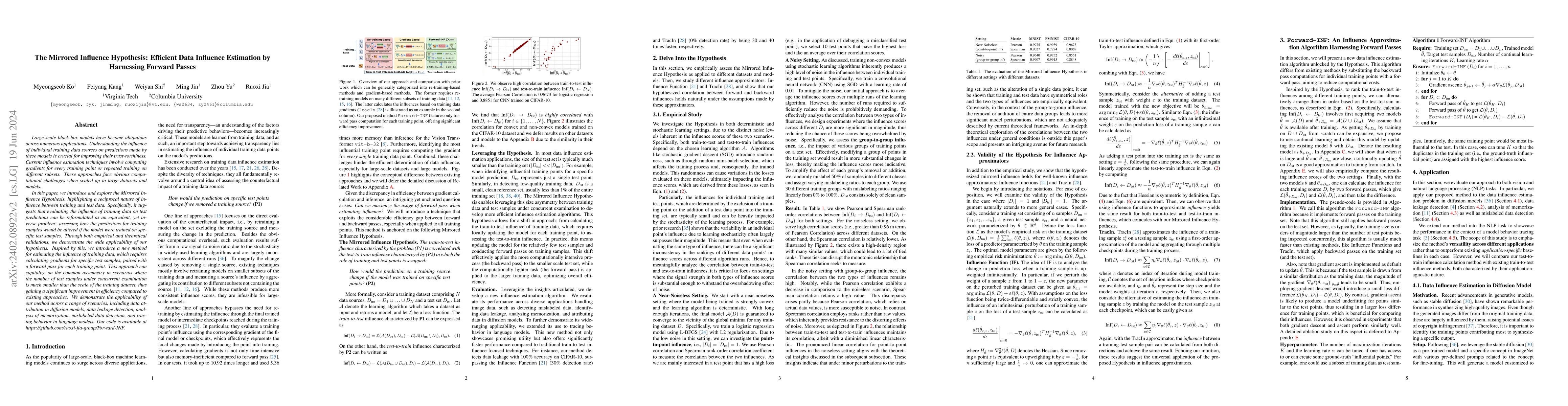 Thumbnail for The Mirrored Influence Hypothesis: Efficient Data Influence Estimation
  by Harnessing Forward Passes