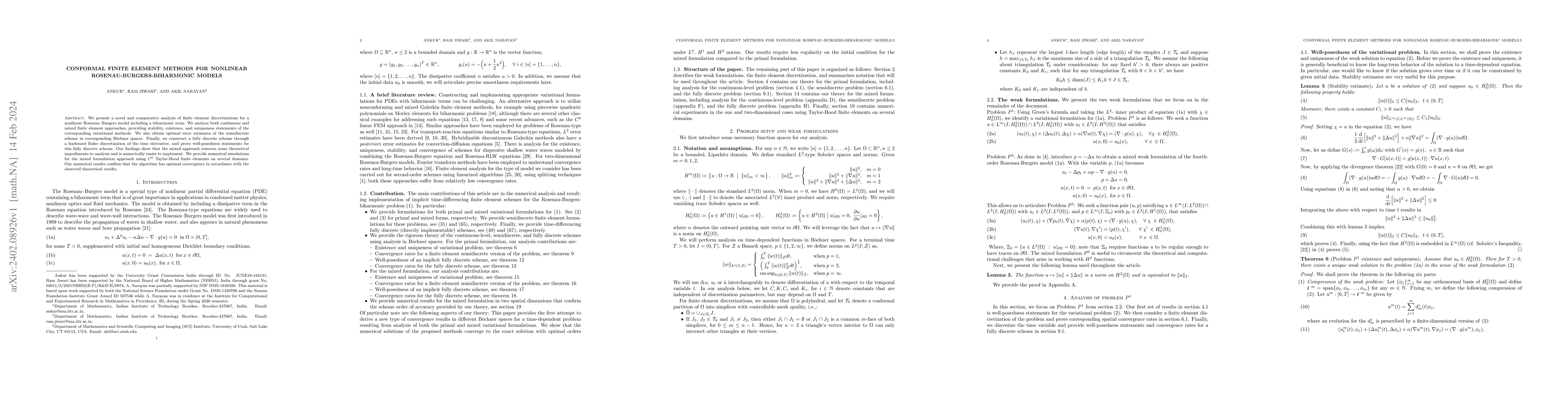 Thumbnail for Conformal Finite Element Methods for Nonlinear
  Rosenau-Burgers-Biharmonic Models