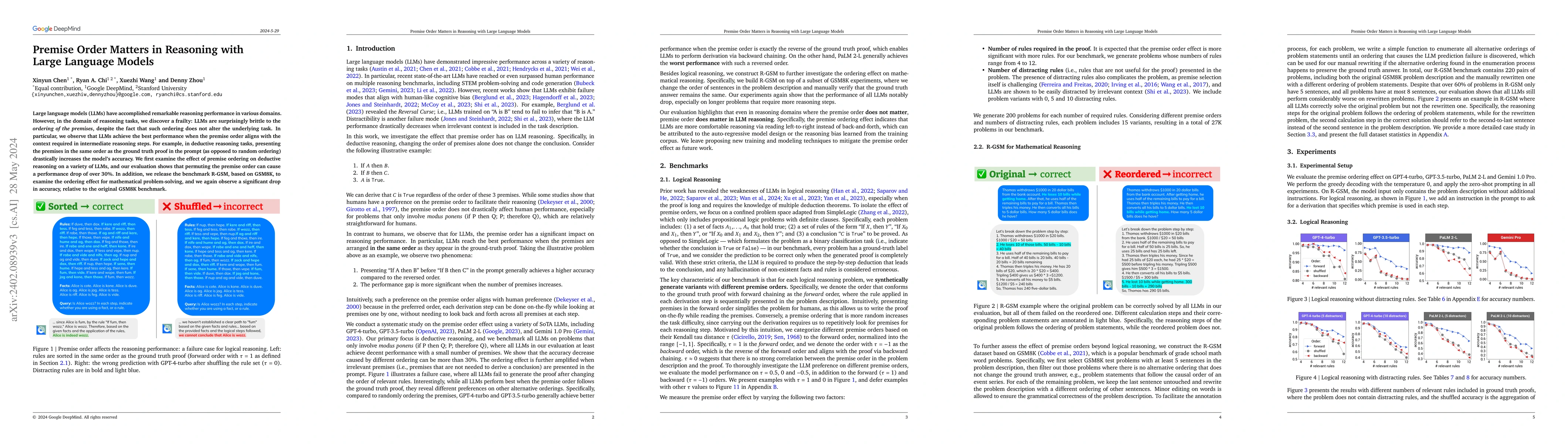 Thumbnail for Premise Order Matters in Reasoning with Large Language Models