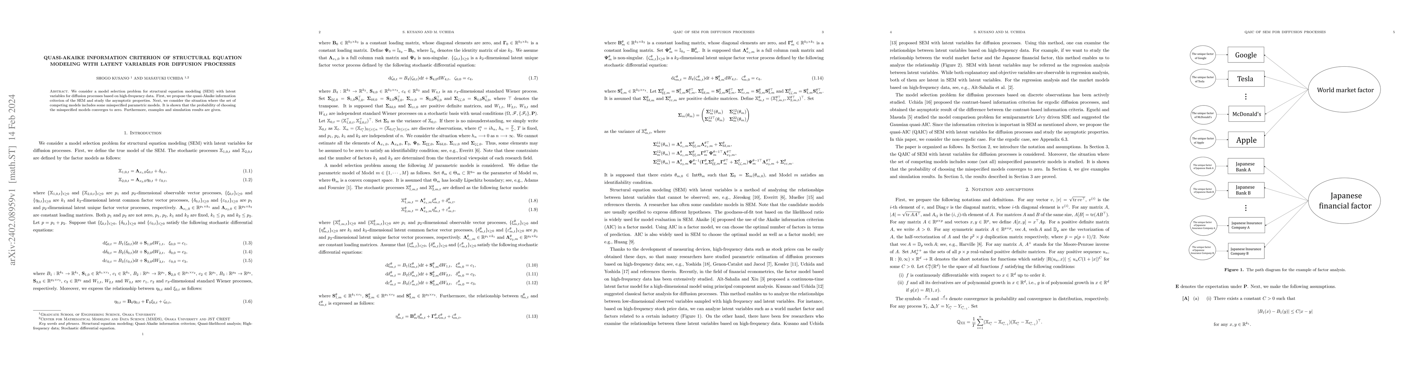 Thumbnail for Quasi-Akaike information criterion of structural equation modeling with
  latent variables for diffusion processes
