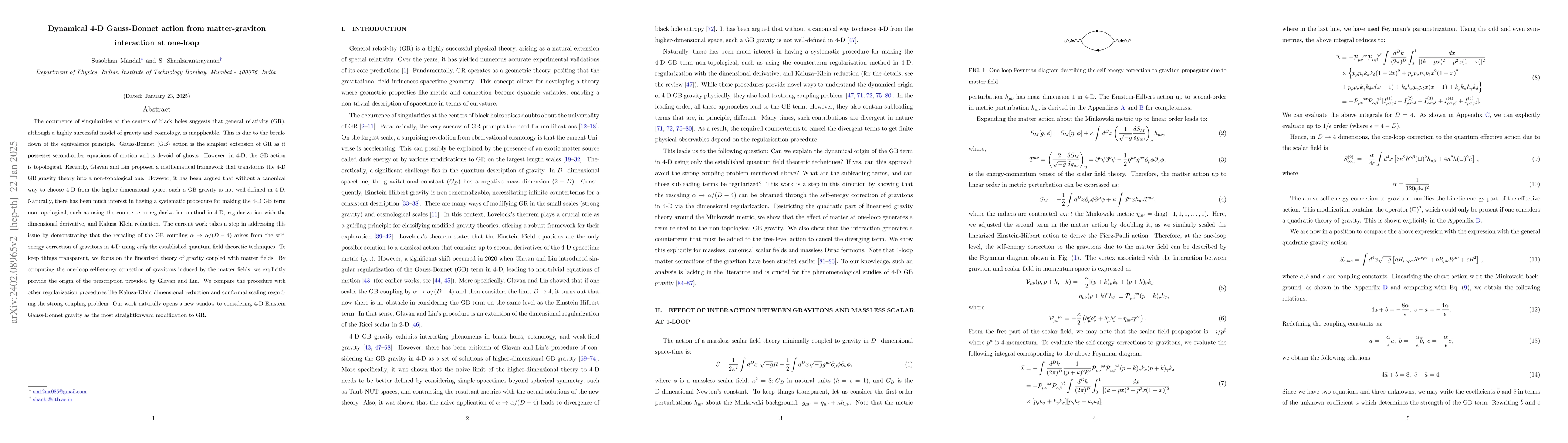 Thumbnail for Dynamical 4-D Gauss-Bonnet action from matter-graviton interaction at
  one-loop
