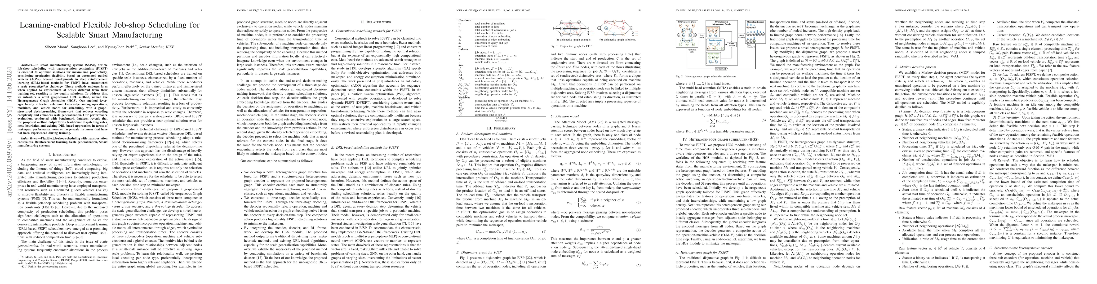 Thumbnail for Learning-enabled Flexible Job-shop Scheduling for Scalable Smart
  Manufacturing